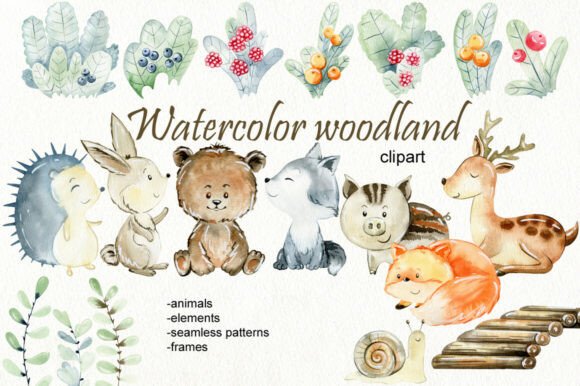Download Watercolor Forest Animals Clipart. - Forest animals Collection