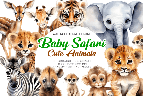 Download Watercolor Baby Safari Animals Clip Art - Baby safari Collection