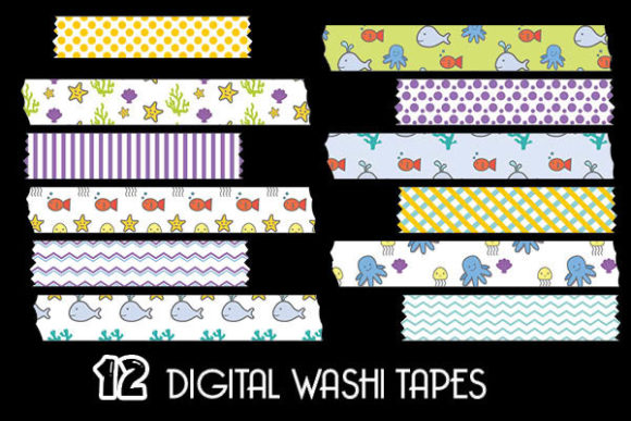Download Sea Animals Cliparts Washi Tapes - Sea animals Collection