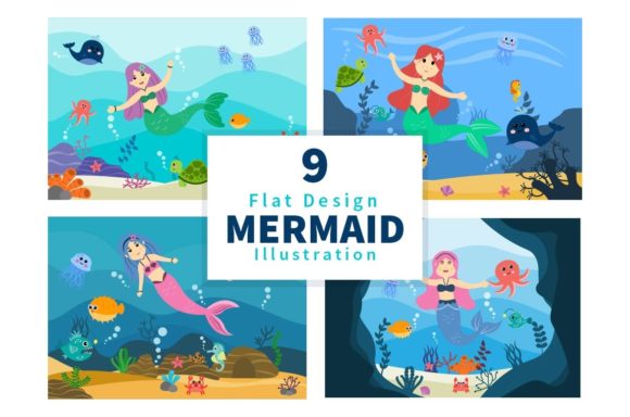 Download 9 Mermaid and Cute Sea Animals Design - Sea animals Collection