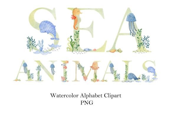 Download Watercolor Sea Animals Alphabet. - Sea animals Collection