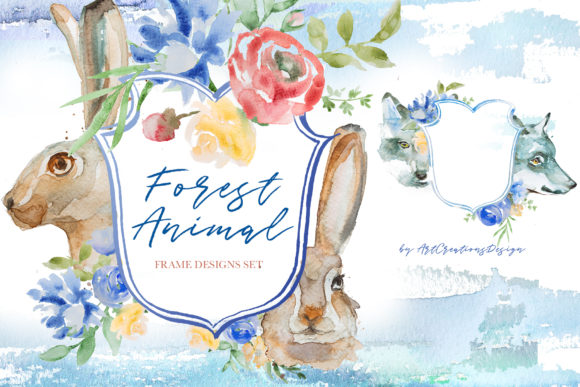 Download Watercolor Forest Animals Frame Designs - Forest animals Collection