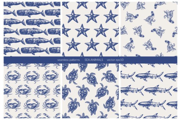 Download Sea Animals Seamless Patterns (III) - Sea animals Collection