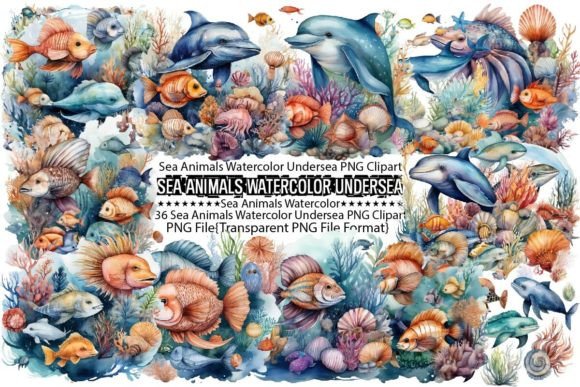 Download Sea Animals Watercolor Undersea PNG - Sea animals Collection