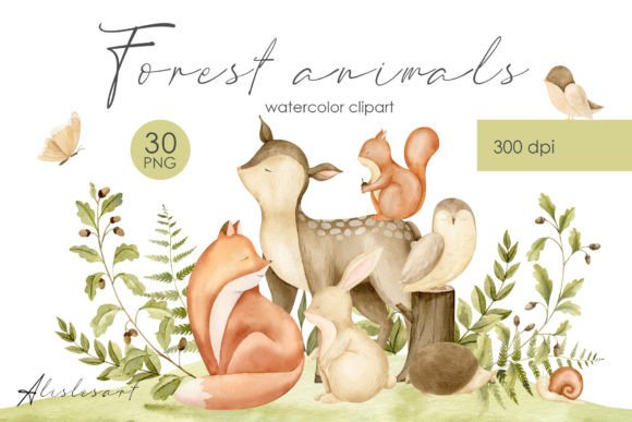 Download Watercolor Forest Animals | Baby Clipart - Forest animals Collection