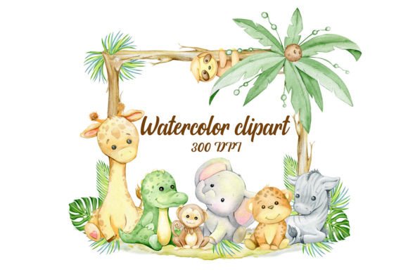 Download Baby Safari Animals PNG, Frame. Watercol - Baby safari Collection
