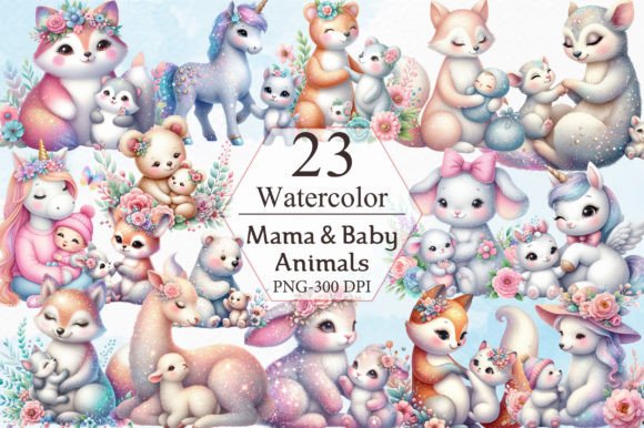 Download Mom and Baby Safari Animal Clipart - Baby safari Collection