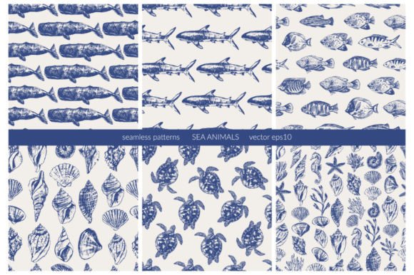 Download Sea Animals Seamless Patterns (II) - Sea animals Collection