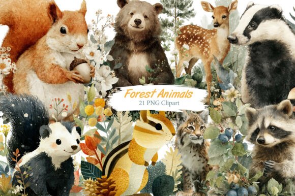 Download Watercolor Forest Animals Clipart - Forest animals Collection