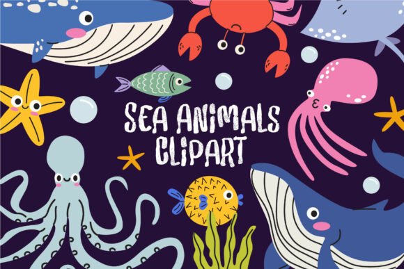 Download Cute Sea Animals Vector Clipart - Sea animals Collection