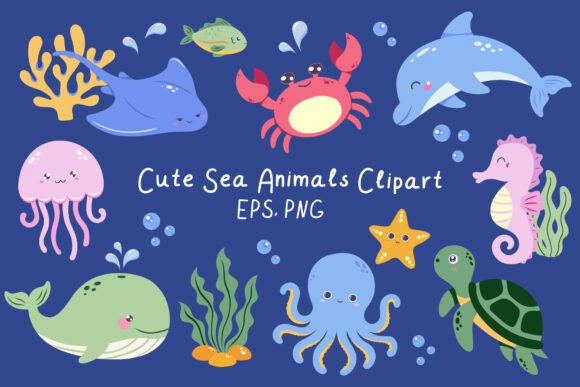 Download Cute Sea Animals Clipart - Sea animals Collection