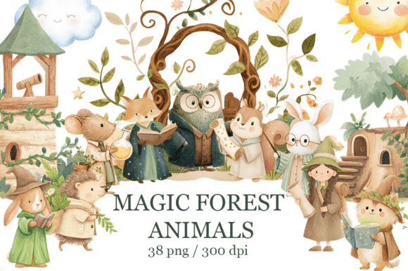 Download Magic Forest Animals Watercolor - Premium Resources