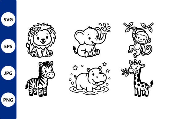 Download Cute Black White Baby Safari Animals - Baby safari Collection