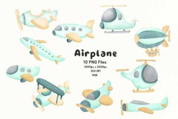 Download Airplane Watercolor Nursery Clipart Set - Watercolor nursery clipart Collection