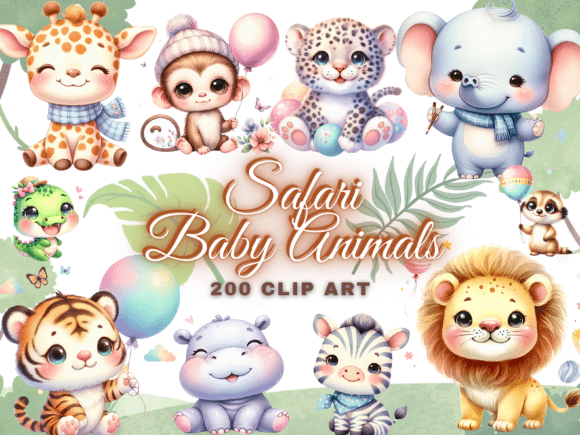 Download 200 Cute Baby Safari Animals Clipart PNG - Baby safari Collection