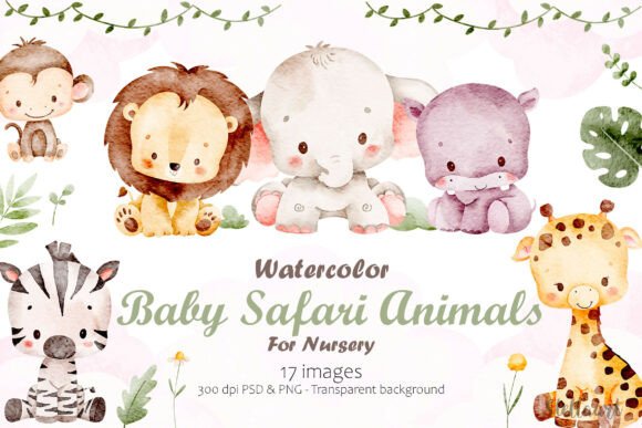 Download Watercolor Baby Safari Animals - Baby safari Collection