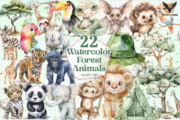 Download Watercolor Forest Animals Clipart PNG - Forest animals Collection