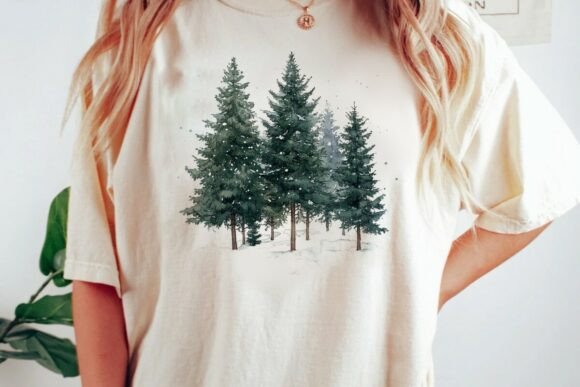 Download Snowy Pine Forest Watercolor Art Png - Premium Resources