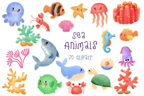 Download Cute Sea Animals Clipart - Sea animals Collection