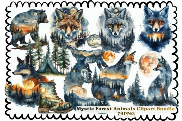 Download Mystic Forest Animals Clipart Bundle PNG - Forest animals Collection