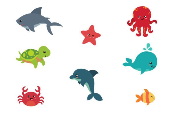Download Set of Cute Sea Animals. - Sea animals Collection