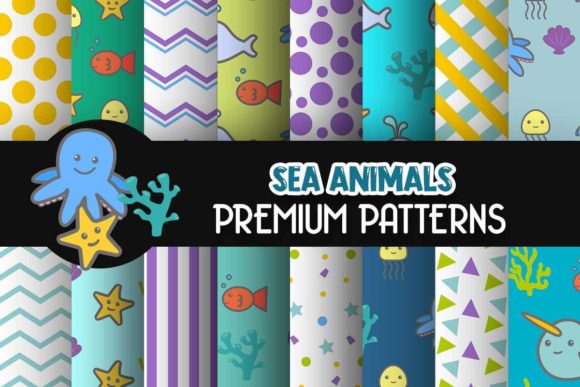 Download Sea Animals Digital Papers Patterns - Sea animals Collection